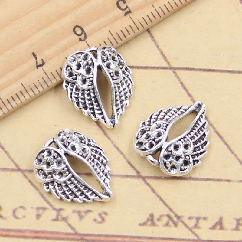 10 sztuk Charms anielskie skrzydła serce 16x14mm tybetańskie srebrne wisiorki antyczna biżuteria robienia ręcznie robionych rękodzieła