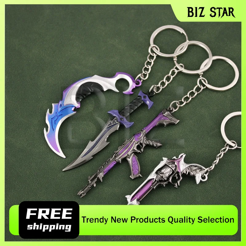 9 سنتيمتر/3.54in Valorant لعبة المحيط المفاتيح ريفر كاتانا سكين اغراق السكاكين الصغيرة سبائك معدنية بندقية نماذج قلادة للعب