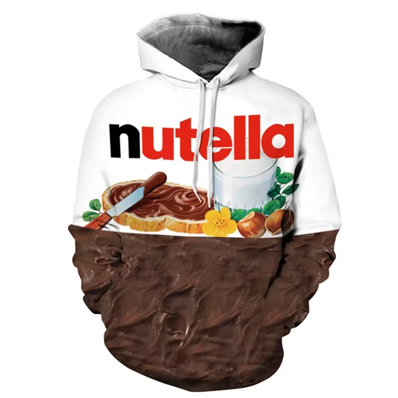 

2025 New Fashion Women_Men 3d Hoodie Print Nutella Food Hip Hop Casual Style Tops Pullovers Sweatshirts Hoodies