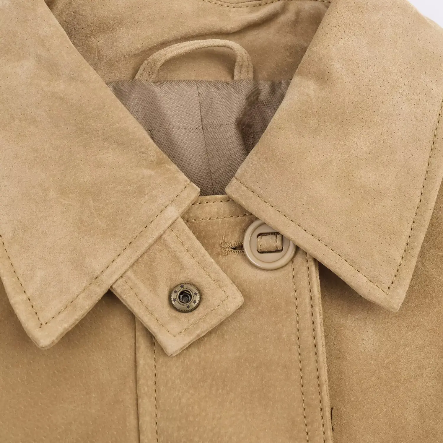 패셔너블 벨벳 가죽 재킷 여성용 가을 신상품 JNLEAOG 43470 폴리에스터 롱 슬리브 보온 플랩 디자인