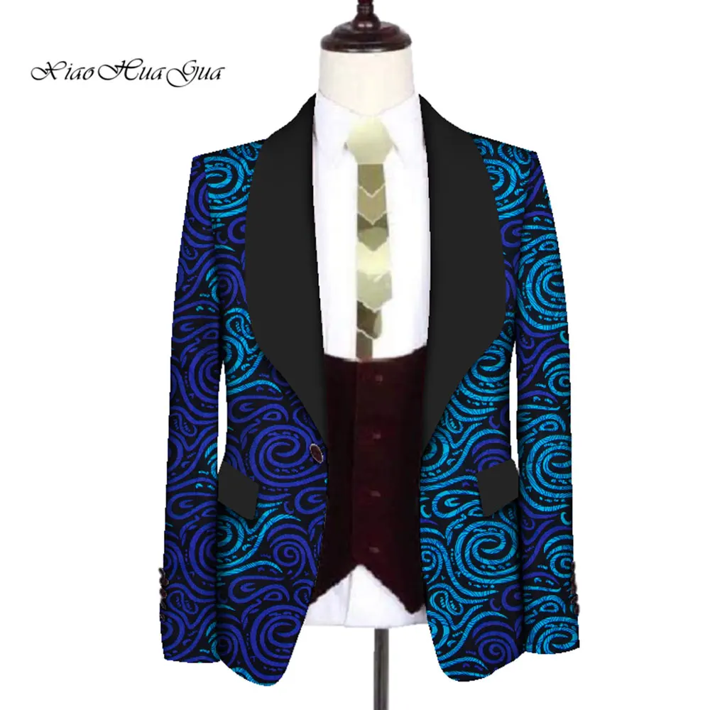 Men Africa Clothing Tops Coat Print Blazer Wedding Dress Suit Tops Dashiki Bazin Riche Ankara Fancy Blazers Suit Jacket WYN643