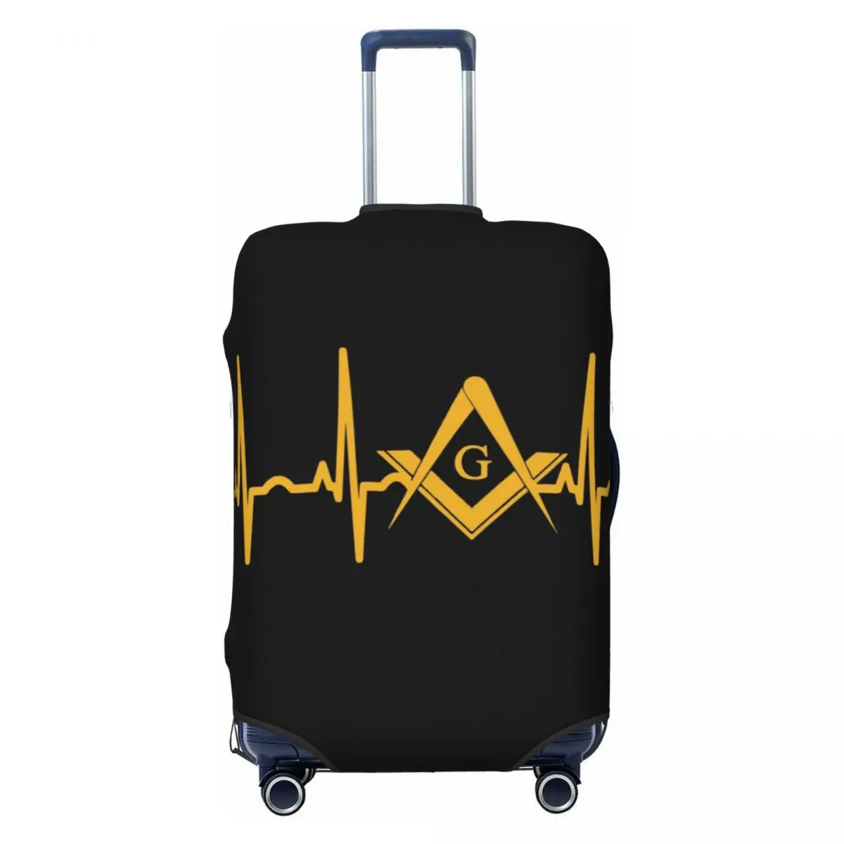 

Custom Heartbeat Freemason Luggage Cover Funny Masonic Mason Suitcase Protector Covers Suit For 18-32 inch