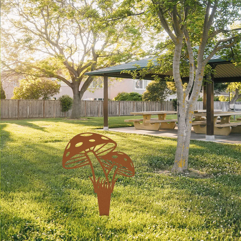 

Garden Mushroom Decoration - Mesmerizing Large Metal Stake Hollow Out. Intriguing Metal Stake Mushroom Garden Decorative