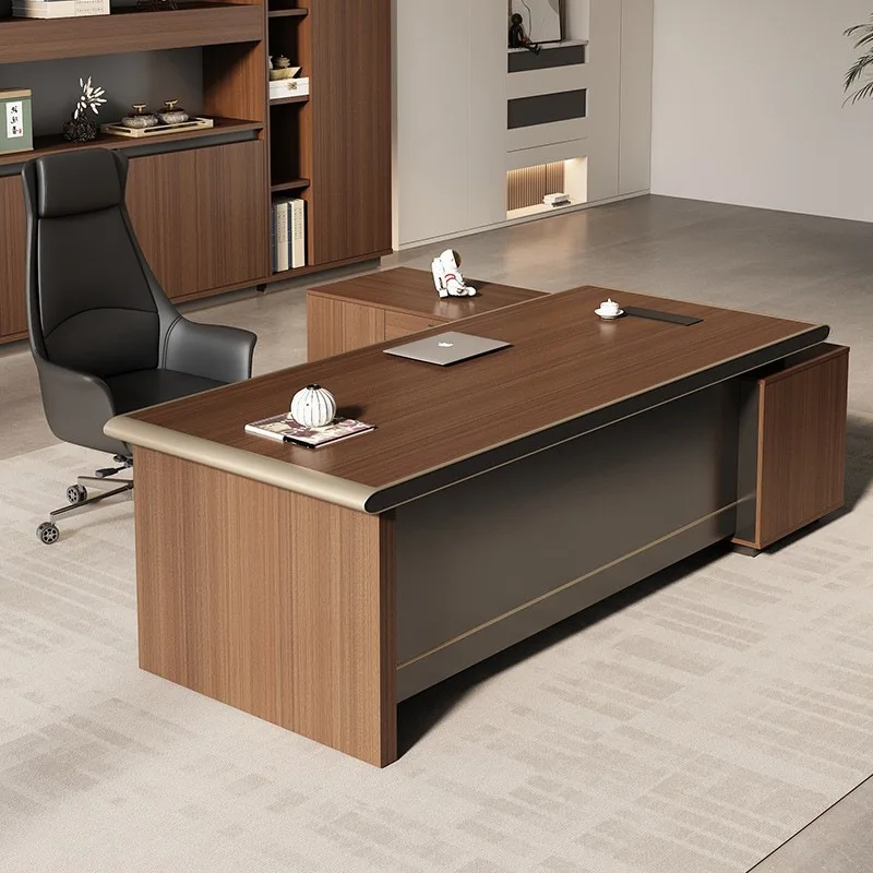 

Desk Aluminum Alloy Hemming Design Modern President's Room Office Desk and Chairs High-end Class Desk
