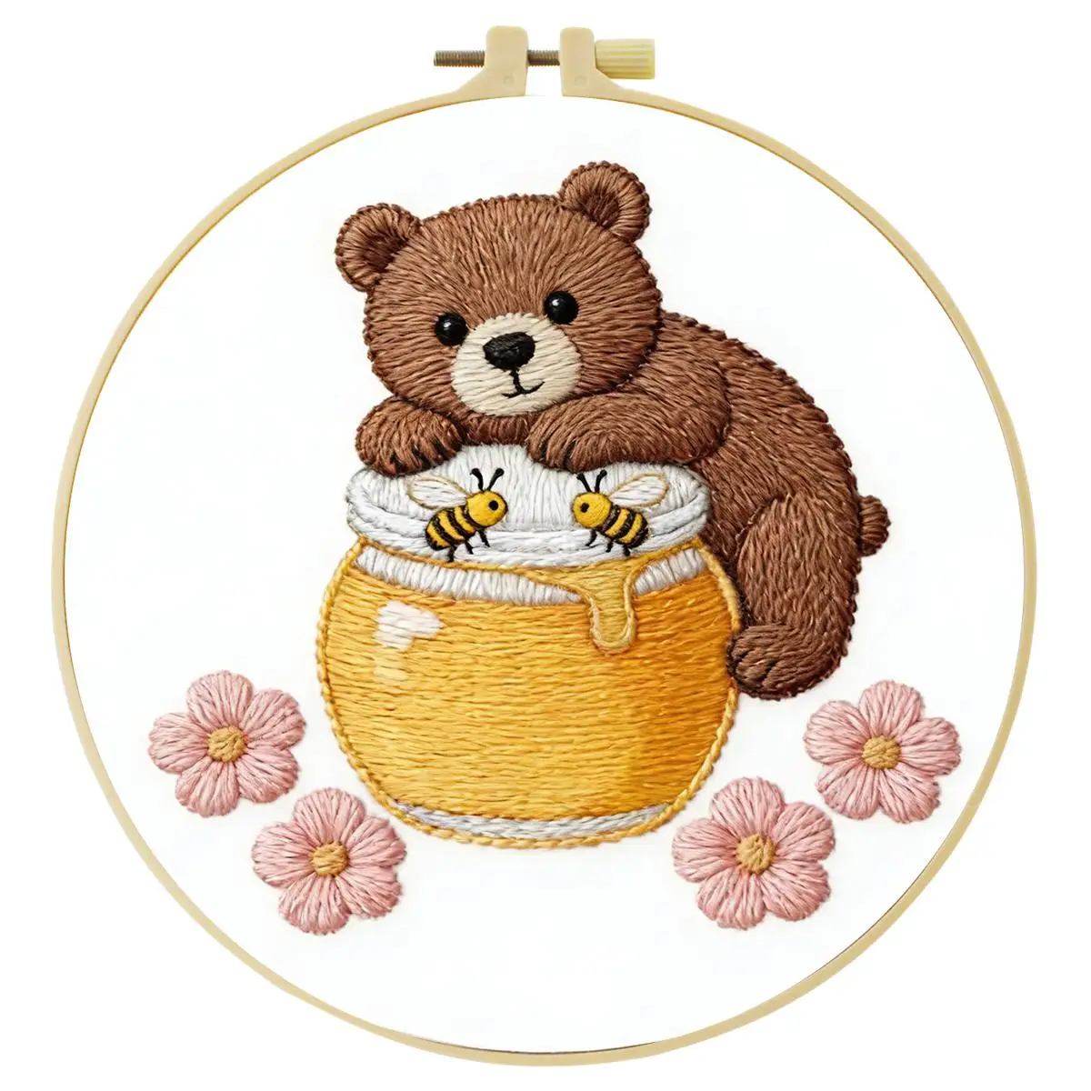 1 Stück 20X20CM/15X15CM 7,87/6,3 Zoll Tier - Bär Stickerei Starter-Kit DIY-Kit DIY-Stickerei-Set Handarbeiten Heimdekoration – Detail 2