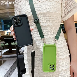 Crossbody Cord Rope Lanyard Necklace Case For iPhone 17 16 14 11 12 13 15 Pro Max Plus XS X XR Shockproof Soft Silicone Cover