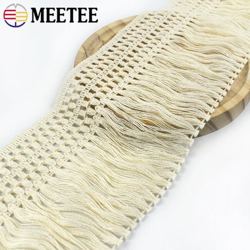 Meetee 3/5/10M 12cm Cotton Tassel Lace Fringe for Curtains Trim Sofa Laces Fabric Knot Tassels Decor Ribbon DIY Sewing Material