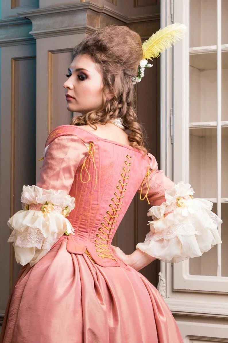 

Historical Queen Marie Antoinette Baroque Floral Dress Medieval Victorian Royal Court Princess Gorgeous Wedding Costume