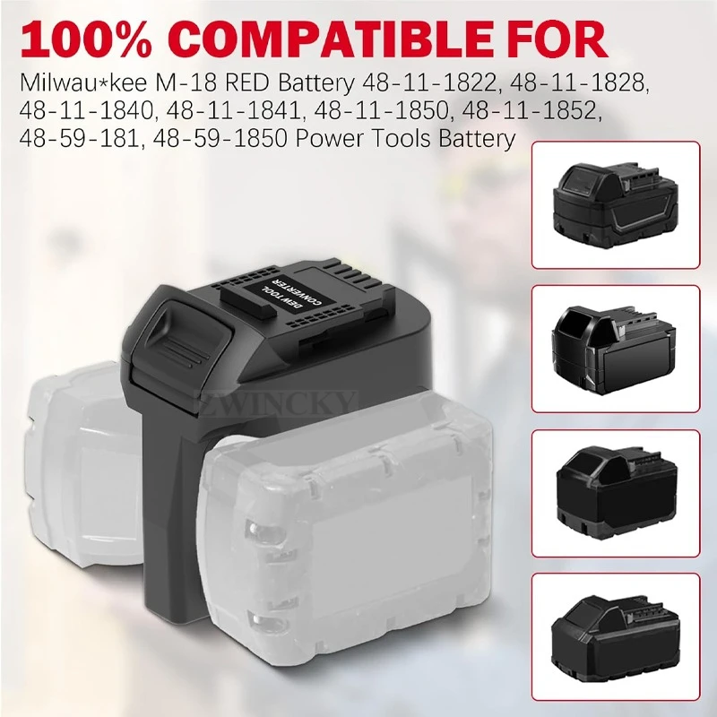 

2 in 1 Battery Adapter for 2Packs for Milwaukee 18V Batteries Work for Dewalt 18V Power Tool at The Same time Higher Power