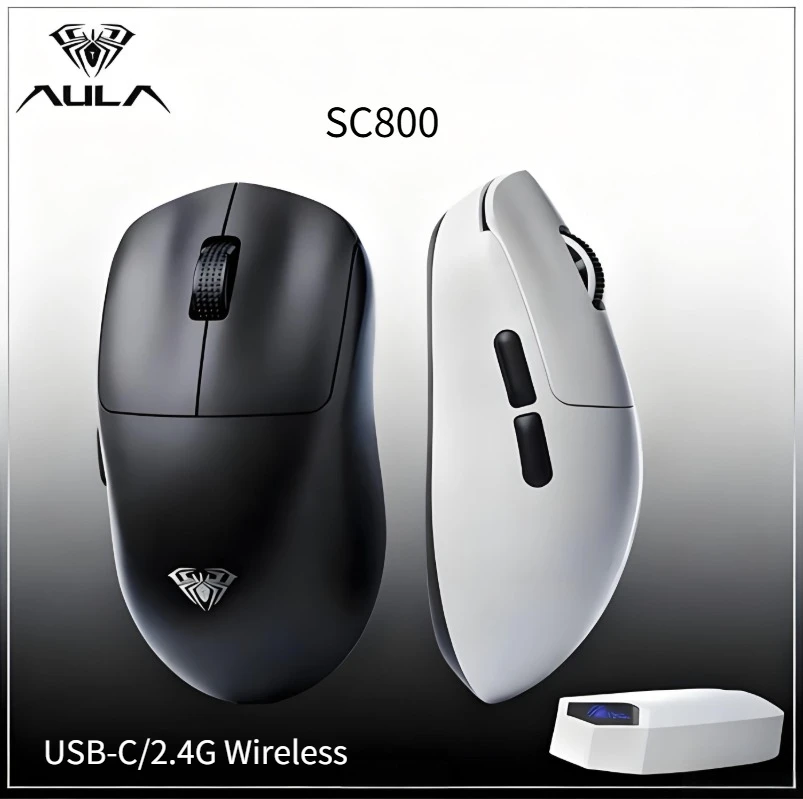 

Игровая мышь AULA SC800, 37 г, легкий датчик PAW3395, частота заката 8 К, беспроводная мышь USB-C/2,4G для киберспорта, игр, офисные подарки