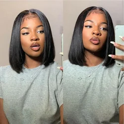 10-16inch Short Silky Straight Bob Wig Straight Brazilian 100% Human Hair 13x4 Lace Frontal Wigs 200% HD Lace Front Bob Wigs