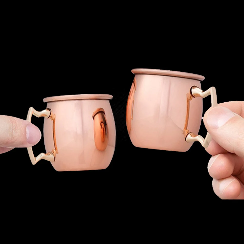 1PCS Mini 60ML Moscow Mule Mug Stainless Steel Beer Wine Coffee Cup Copper Plated Metal Mug Cup For Home Bar Drinkware