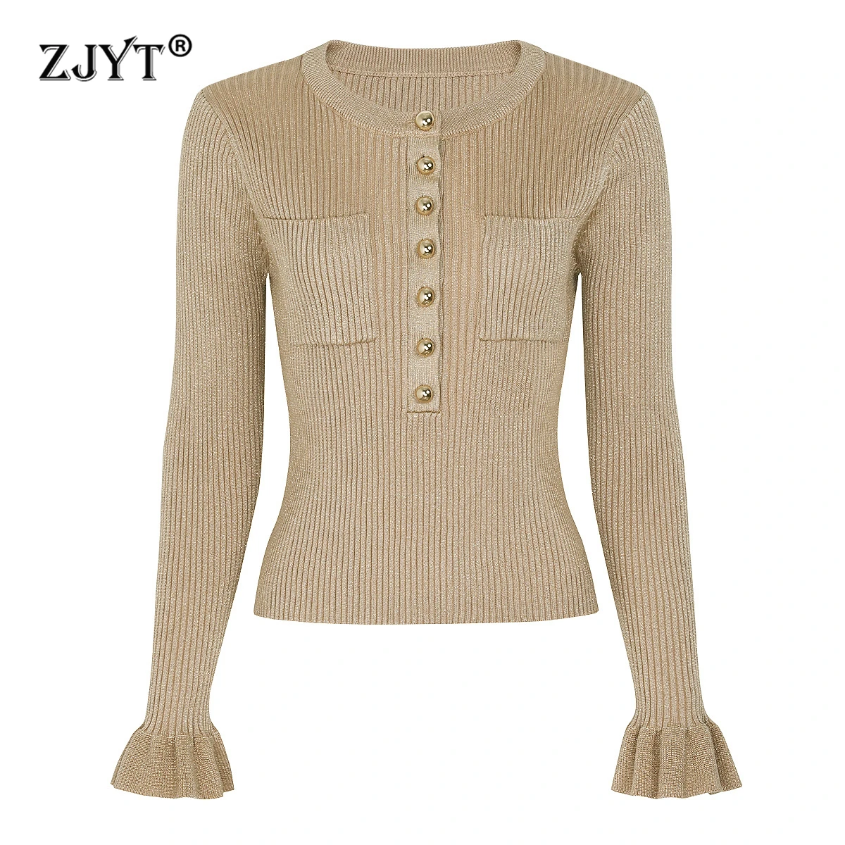 

ZJYT, новинка 2026, весенняя мода, пуловер с расклешенными рукавами, свитера для женщин, миди-плиссированные юбки с эластичной резинкой на талии, вязаные топы, наряд