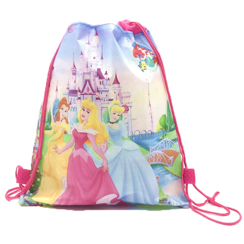 Disney Cartoon Cute Printed coulisse Bag Storage Pocket zaini Anime Snow White Pattern zaino ragazzi Girl Party Gifts Bags