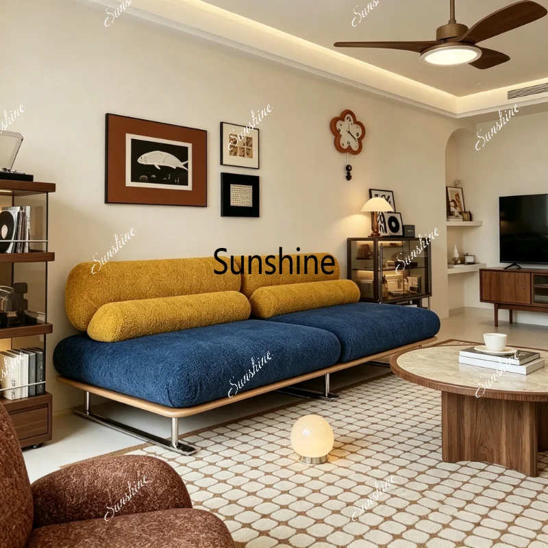 Minimalist living room small apartment combination module straight row removable and washable fabric sofa