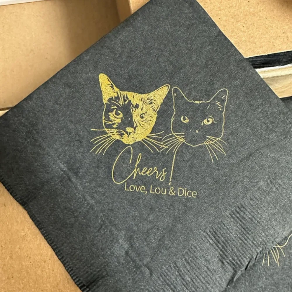 

50Pcs Pet Wedding Paper Napkins, Personalized Pet Wedding Napkins, Customized Pet Wedding Paper Napkin, Customized Paper Napkin