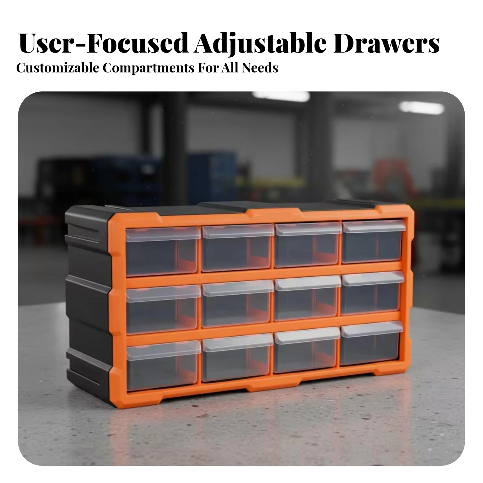 Drawer Parts Storage Cabinet Black Body 12-Drawer Organizer Cabinet Wall Mount Organizer Rectangular Compact Size