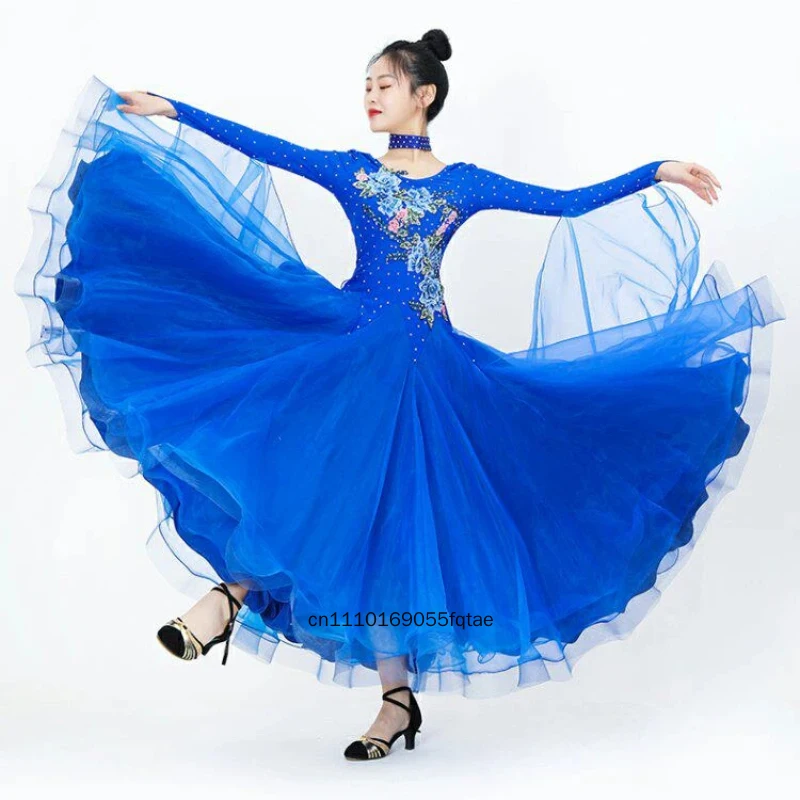 2026 New Modern Dance National Standard Dance Skirt Competition Table Performance Costume Dance Stage Dress Waltz Friendship