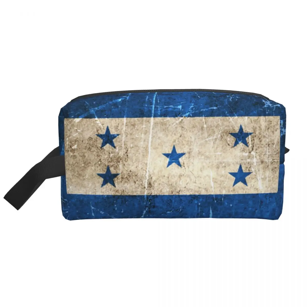 Custom Vintage Aged And Scratched Honduras Flag Makeup Bag for Travel Cosmetic Organizer Proud Patriotic Storage Toiletry Bags