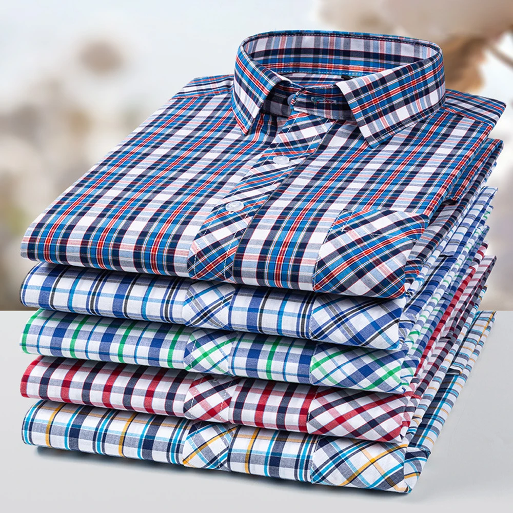 

Men's Simple Retro Plaid Business Casual Shirt Hawaiian Vacation Casual Outdoor Long-sleeved Lapel Button Smooth Soft Top Men