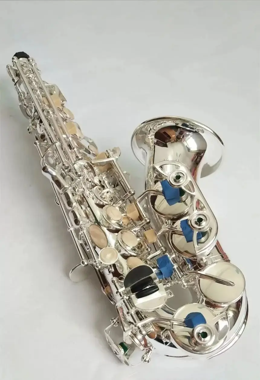 Original 901 structure model professional B-bend curved soprano saxophone all silver made of high-end gold-plated sax soprano