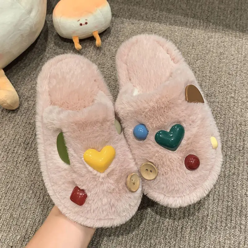 

2026 New Kids Plush Closed Toe Slippers Warm Furry Cotton Indoor Slippers for Children Soft Sole Winter Slippers for Home Use