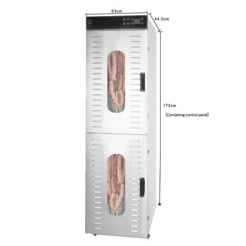 Nouveau 110 v/220 v Commercial en acier inoxydable déshydrateur alimentaire séchoir de fruits secs automatique saucisse sèche rotatif séchoir à saucisses