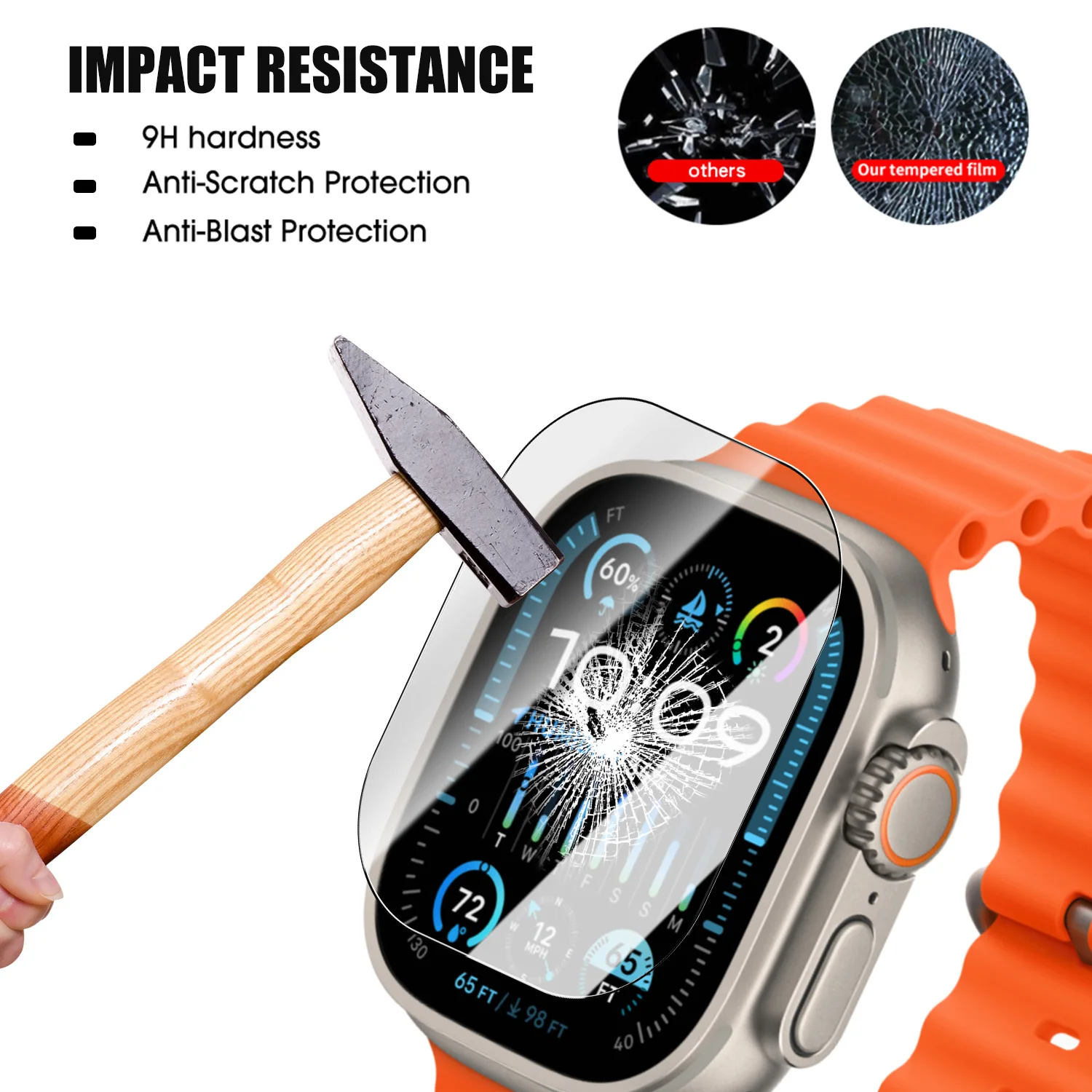 زجاج مقسى لـ IWatch Ultra 49 ملم مع إطار تركيب المحاذاة التلقائية واقي شاشة مضاد للخدش لـ IWatch Ultra 1/2/3
