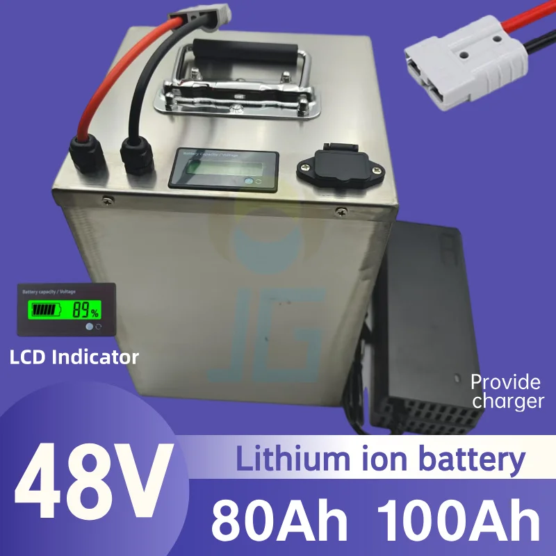 

48V 100ah 80Ah Lithium ion battery with BMS for 4800W 7200W Forklifts Solar system Motorcycle Scooter golf carts+10A Charger