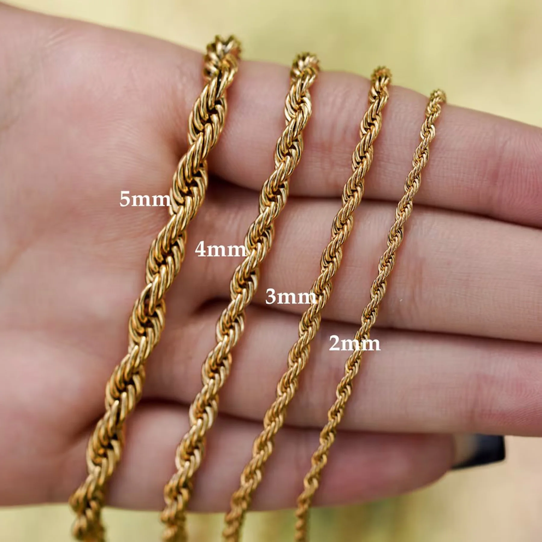 3-5 مللي متر الموضة الكلاسيكية الملتوية حبل سلسلة قلادة الفولاذ المقاوم للصدأ أبدا تتلاشى مقاوم للماء المختنق الرجال النساء مجوهرات عالية الجودة