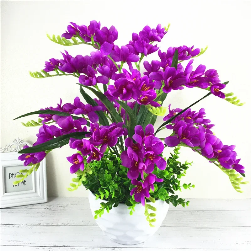 

Simulation of freesia living room home artificial flower silk flower decoration Phalaenopsis Cymbidium orchid flower arrangement