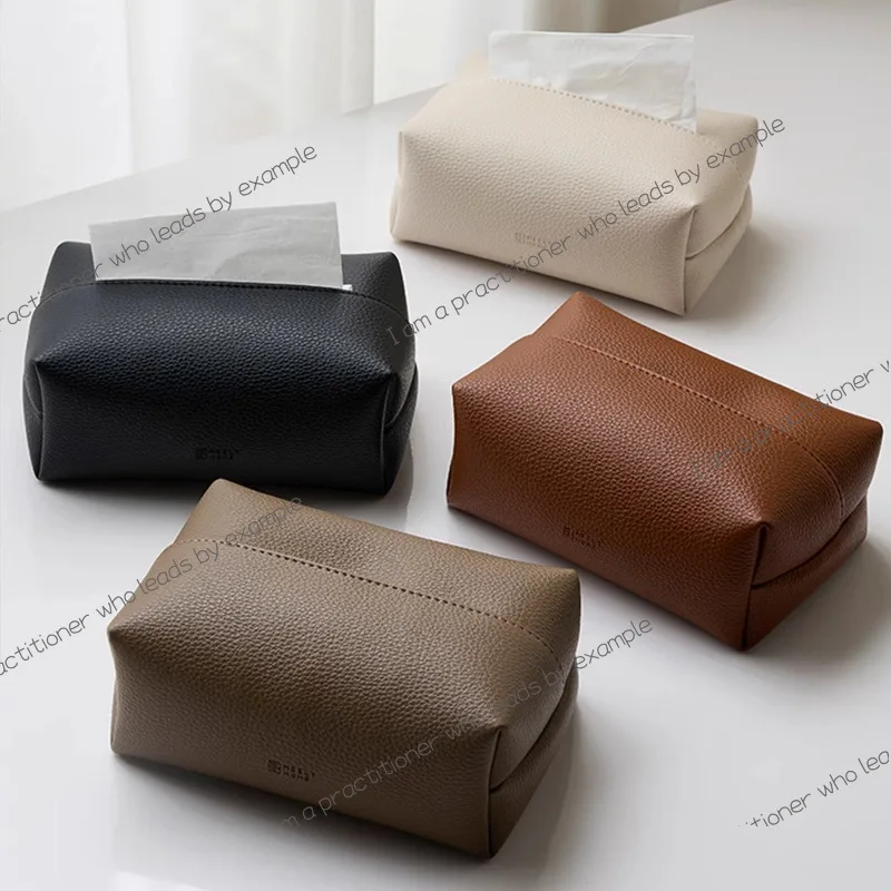 Lychee pattern paper towel box drawer home living room high-end light luxury paper drawer box simple solid towel storage box
