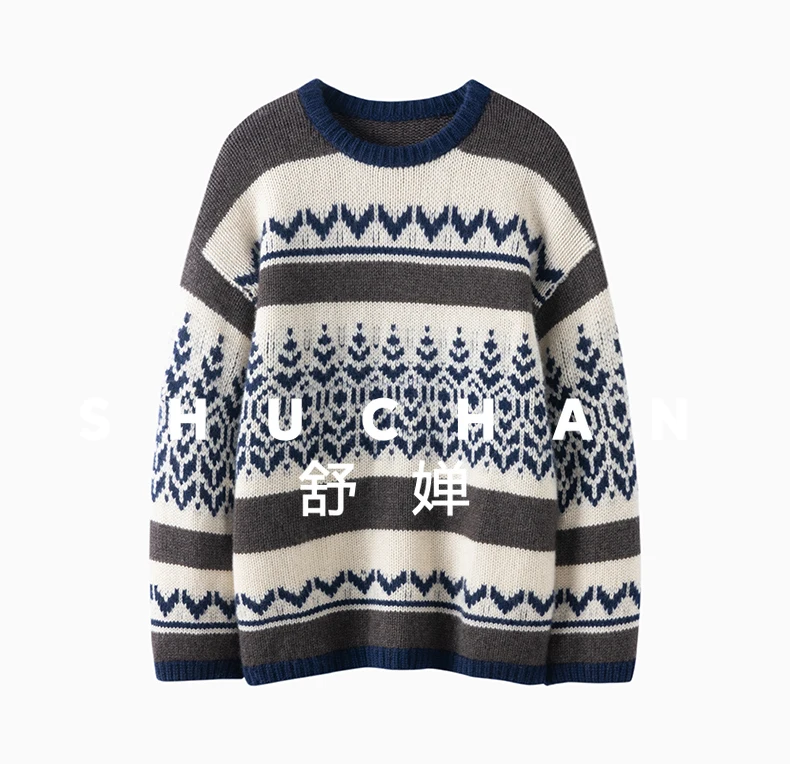 

Роскошный свободный кашемировый пуловер контрастного цвета в стиле ретро, женский ленивый свитер, осень-зима 202, вязаный