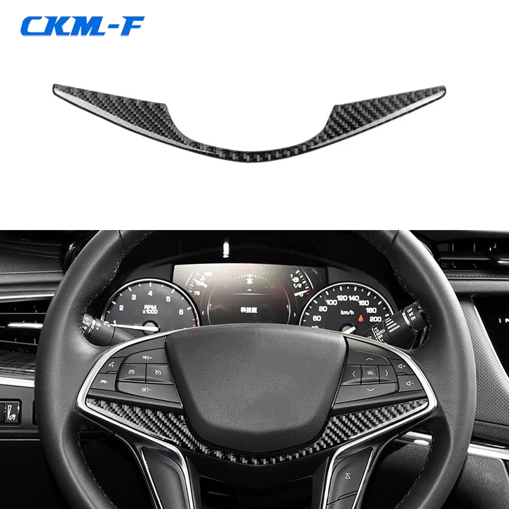 

Carbon fiber Material Steering Wheel Decoration Sticker Auto Car Accessories For Cadillac XT5 XT6 2016 2017 2018 2019