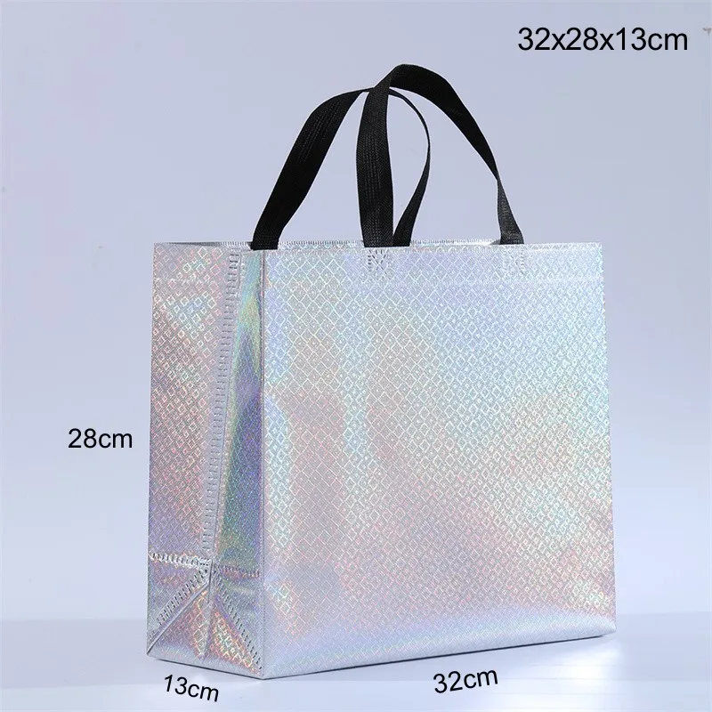 StoBag 50pcs Wholesale Laser Non-woven Tote Bags Gift Packaging Shopping Portable Fabric Reusable Pouch Custom Logo(Extra Fee)