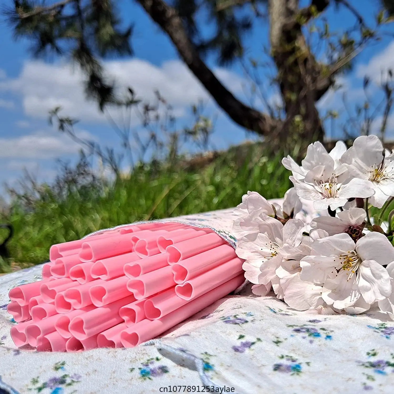 Creative Heart-shaped Pink Straws Love Straight Straw Creative Single Individually Packaged Straw Wedding Birthday Straws