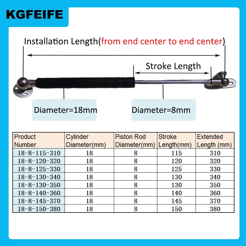 1PC 310mm-380mm 35kg/350N Furniture Strut Bar Car Universal Gas Spring Lift Support Hydraulic Hinge Kitchen Cupboar Hardware