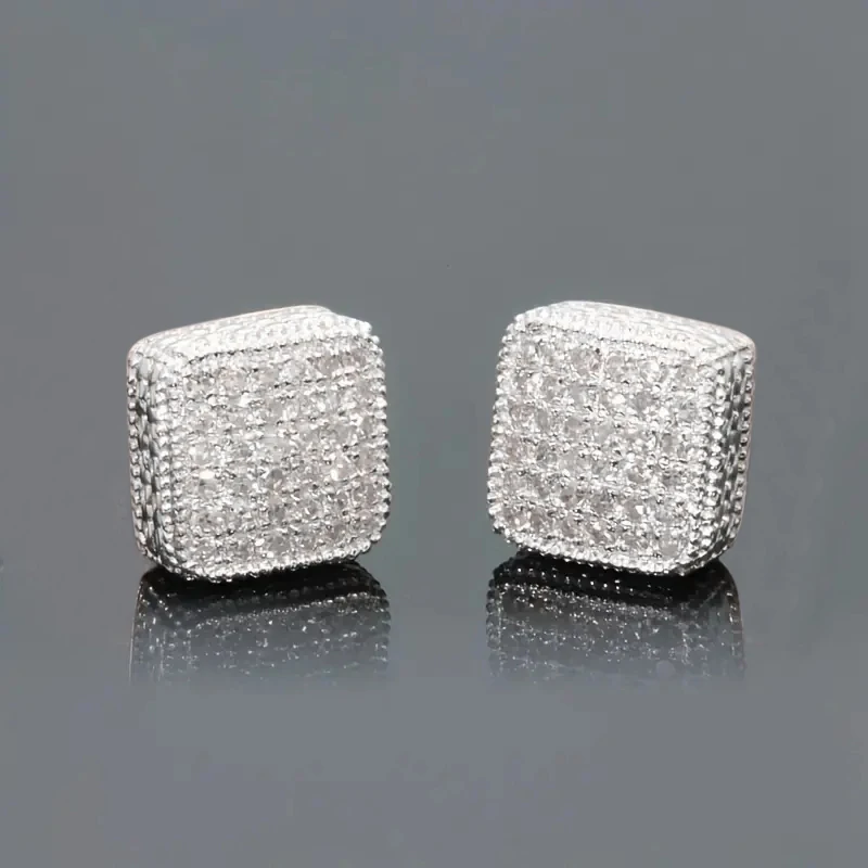 Huitan Trendy Square Stud Earrings Lady Full Bling Iced Out Brilliant Cubic Zirconia Jewelry Fashion Women's Daily Wear Earrings