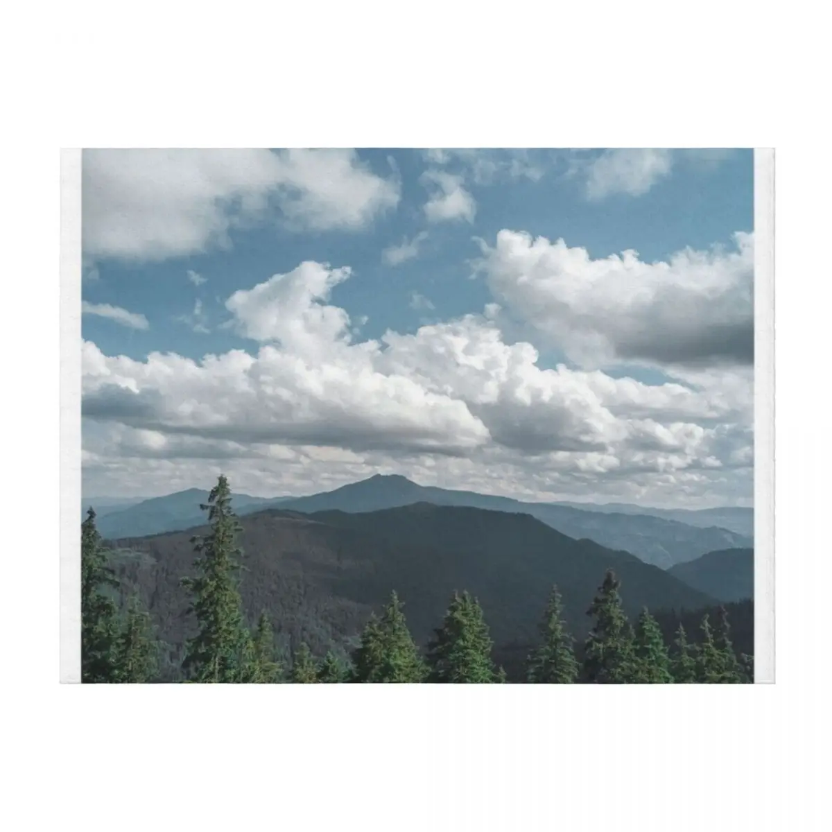 

Cloudy Mountainside Landscape Throw Blanket blankets ands Travel Beautifuls Shaggy Blankets