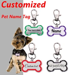 Personalized Custom Name Dog Tag Bone Shape Laser Engraving Text Pets Tag Anti-lost Pendant Number Customized Text Dog Tags