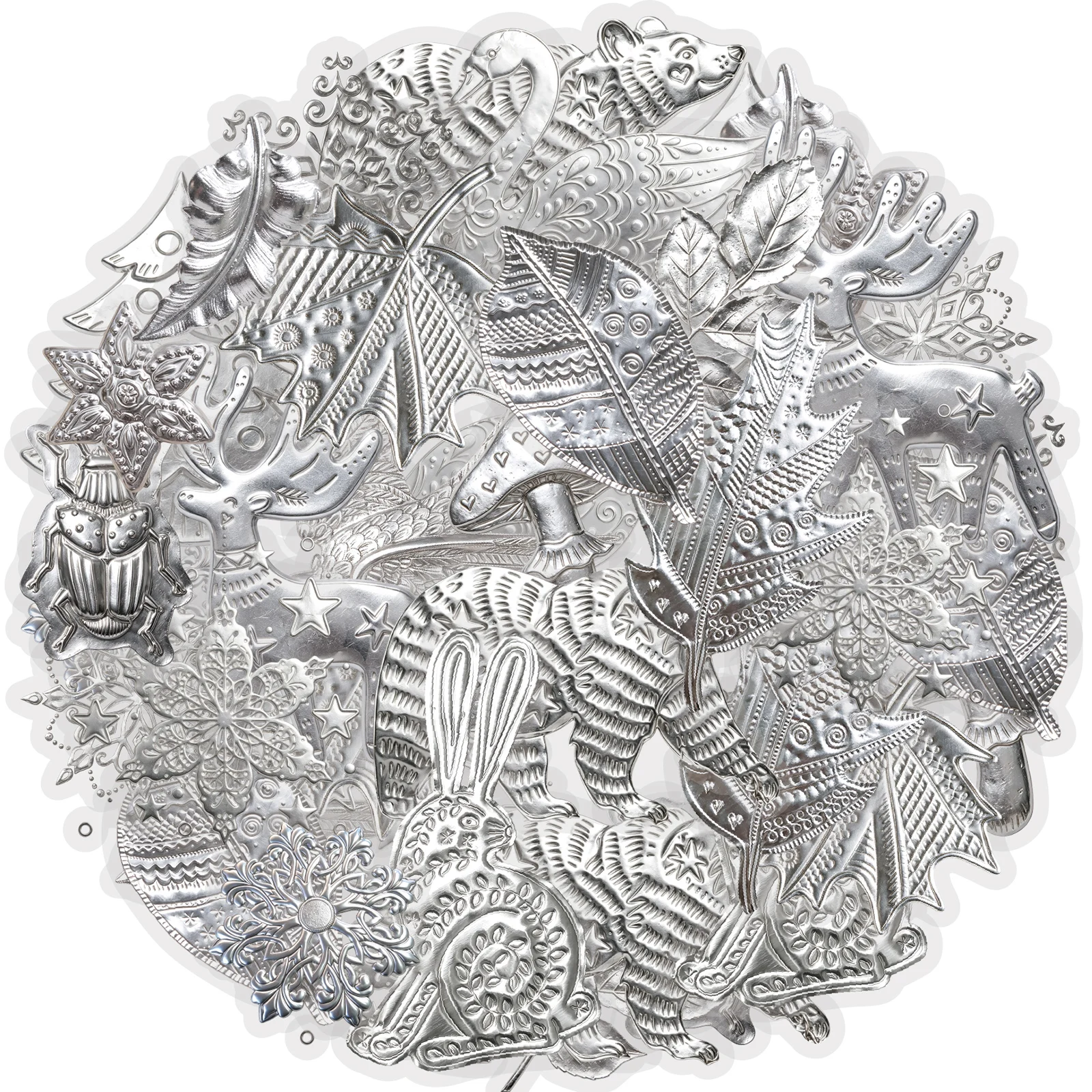 Etori Life 60Mm*2M Silver Foil Vintage Winter Forest Animals Washi Tape with Snowflakes, Pine Trees, and Insect Patterns, Guka Envelope Gift Sealing Material, Bookmark Decoration Material, Suitable for Laptops, Phone Backs, Handbags, Photo Albums, Helmets and Bicycles, Postcards and Envelopes, High-Grade Gray, Scrapbooking Supplies, Room Decoration, Office Decoration Supplies, Art Supplies, Aesthetic Art, Cycling Decals