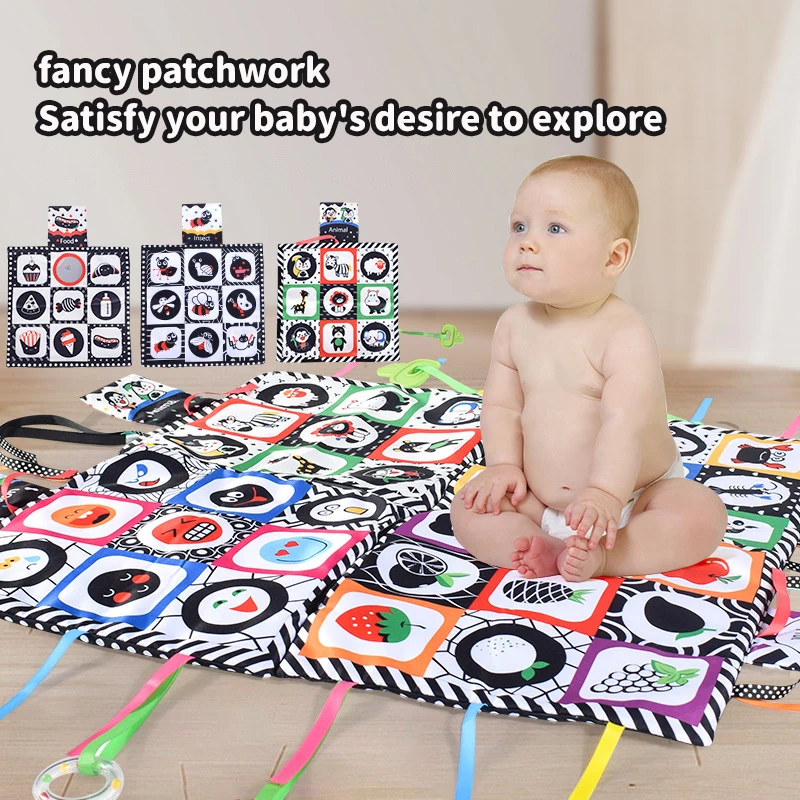 Montessori Multifunction Baby Splice Kerchief Books Baby Crawl Playmat Children Early Education Tear And Pull Books Toys Gift