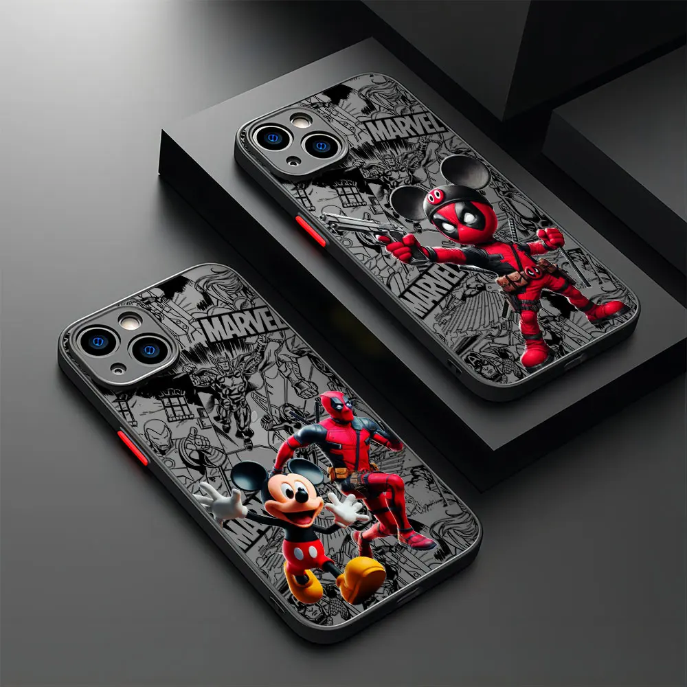 Marvel Deadpool  Mickey For iPhone 16 15 14 13 12 11 Pro Max XS Max 7 8 Plus Phone Case Shockproof Transparent Black Matte Cover