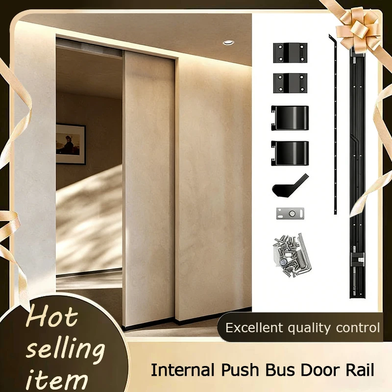 

Inward Sliding Bus Door Track Concealed Rail For Bedroom Bathroom Corridor Hidden Door Push Pull Hardware Kit Smooth Gliding