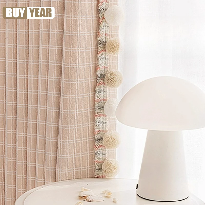 

New Pink French Cream Wind Blackout Chenille Curtains for Living Room Bedroom Premium Girl Children's Room Window Custom Tulle