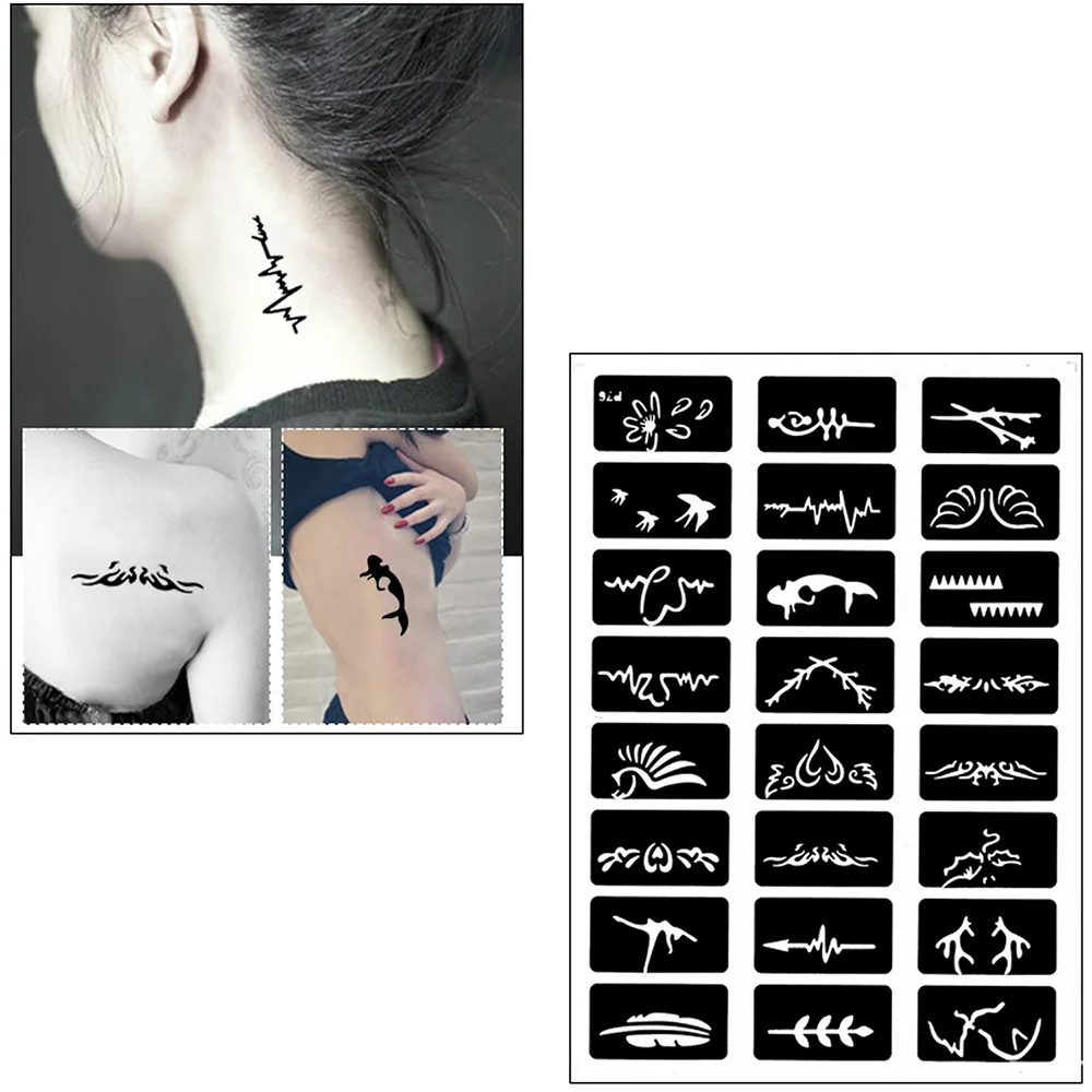 Tatuaje temporal con purpurina con plantillas, 30 colores brillantes, adultos, niños, artes corporales, Kit de maquillaj