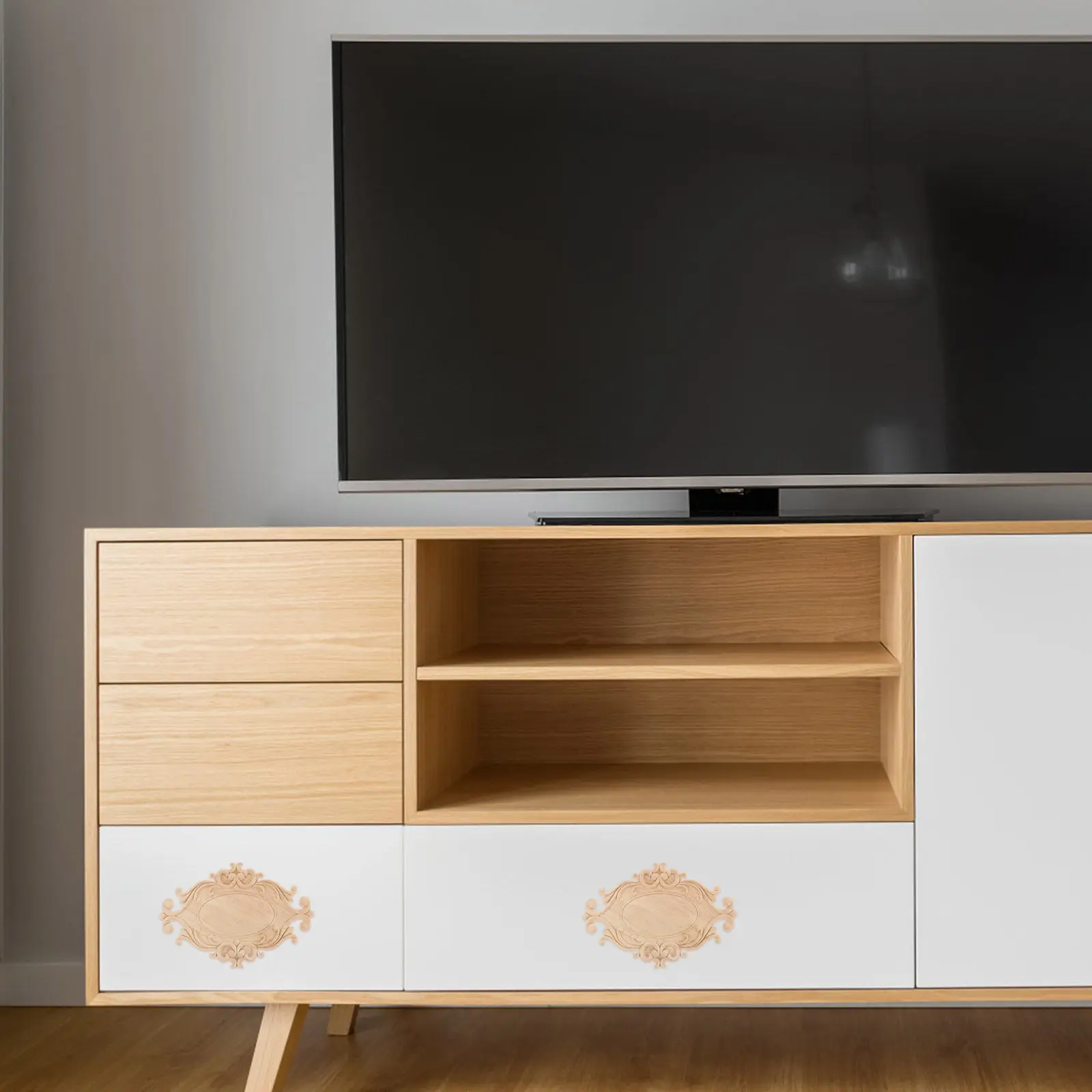 

2 шт. Деревянные резные накладки для дверей, декоративные мебельные элементы, неокрашенные, для рам и шкафов, декор для дома, деревянные резные аппликации