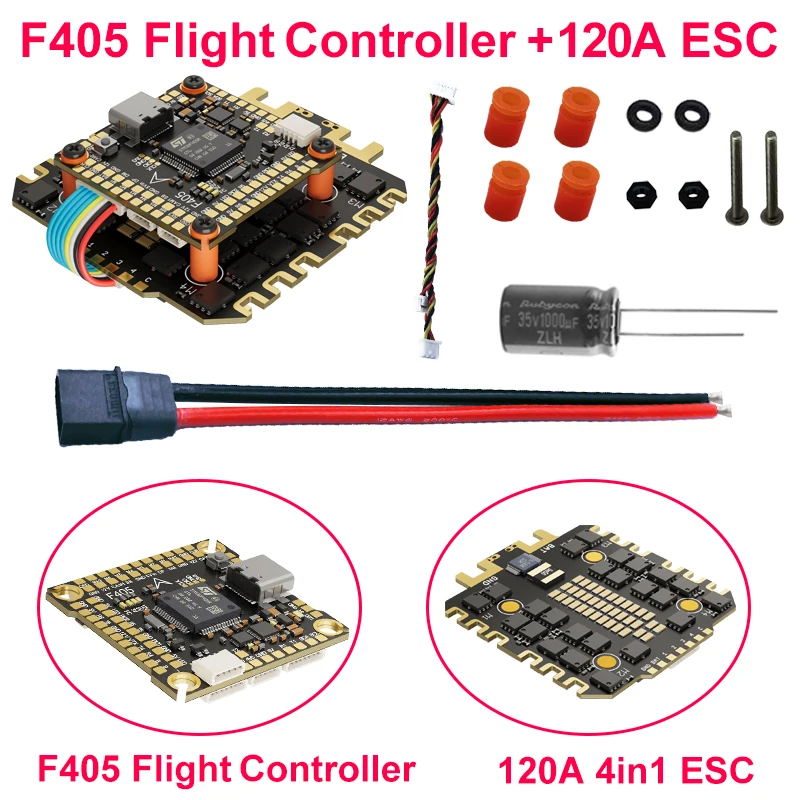 

F405 V4 120A Stack ICM42688P F405 Контроллер полета BLHELI_S 120A 4in1 ESC 30,5X30,5 мм 3-8S для FPV Детали дронов для фристайла