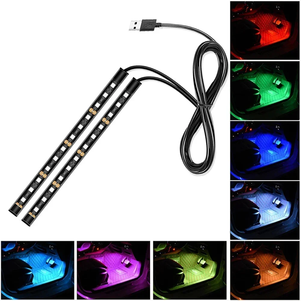 Universal LED Car Interior Ambient Foot Strip  Neon Lighting Kit USB Decorative Atmosphere Signal Lamp Auto Decorative Lamps