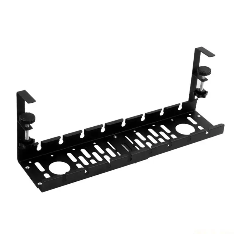 M5TD Adjustable Under Desk Cable Tray Retractables Organizers Not Drill Installation Iron